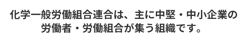 化学一般労働連合組合は、主に中堅・中小企業の労働者・労働組合が集う組織です。